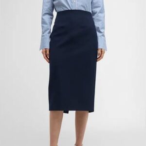 LAFAYETTE 148 New York NWT Pencil Skirt Dark Blue Wool Blend Skirt- Size 12 (L)